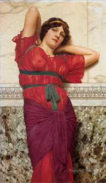 Contemplation Neoclassicist lady John William Godward Oil Paintings